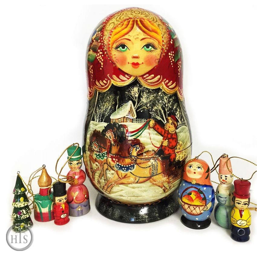 HolyTrinityStore Photo - Matreshka Doll With  Wooden Christmas Tree Ornaments