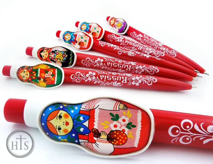 Pic - Matreshka Pens, Set of 5 pcs, Red