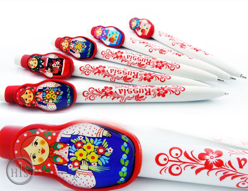 Product Photo - Matreshka Pens, Set of 5 pcs, White