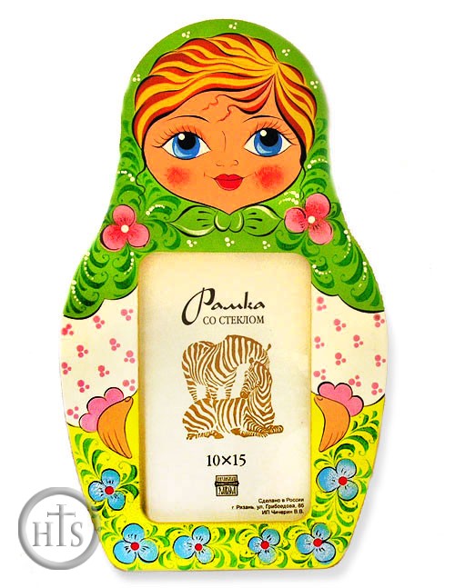 Product Photo - Matreshka Wooden  Photo Frame, Hand Carved Hand Painted