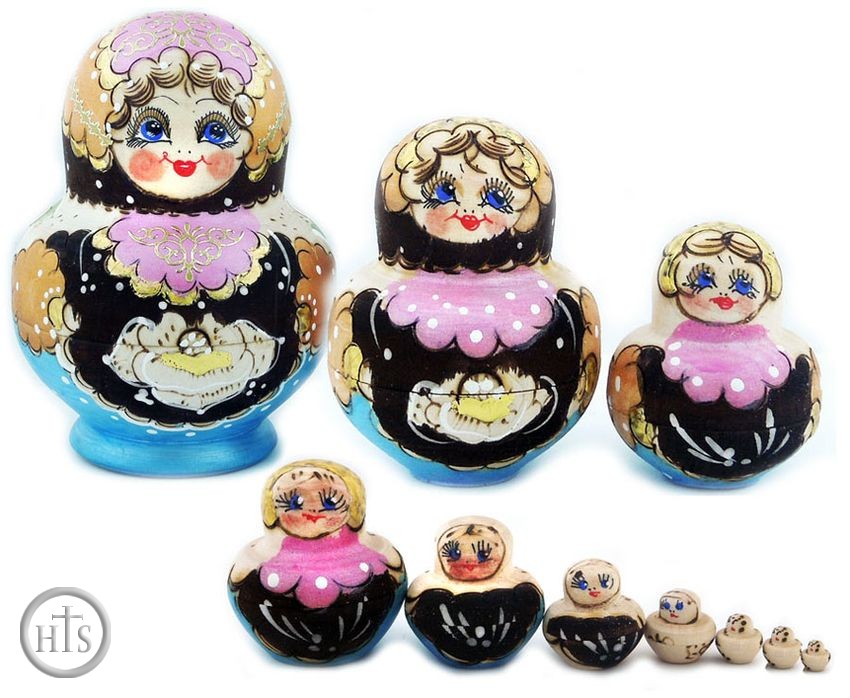 Product Image - Matrioshka 10 Nested Beautiful Woodburn Dolls 