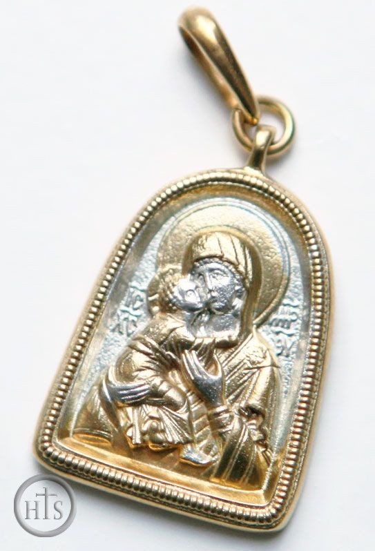 Product Image - Virgin of Vladimir, Sterling Silver, Reversible Gold Plated  Pendant Medal 