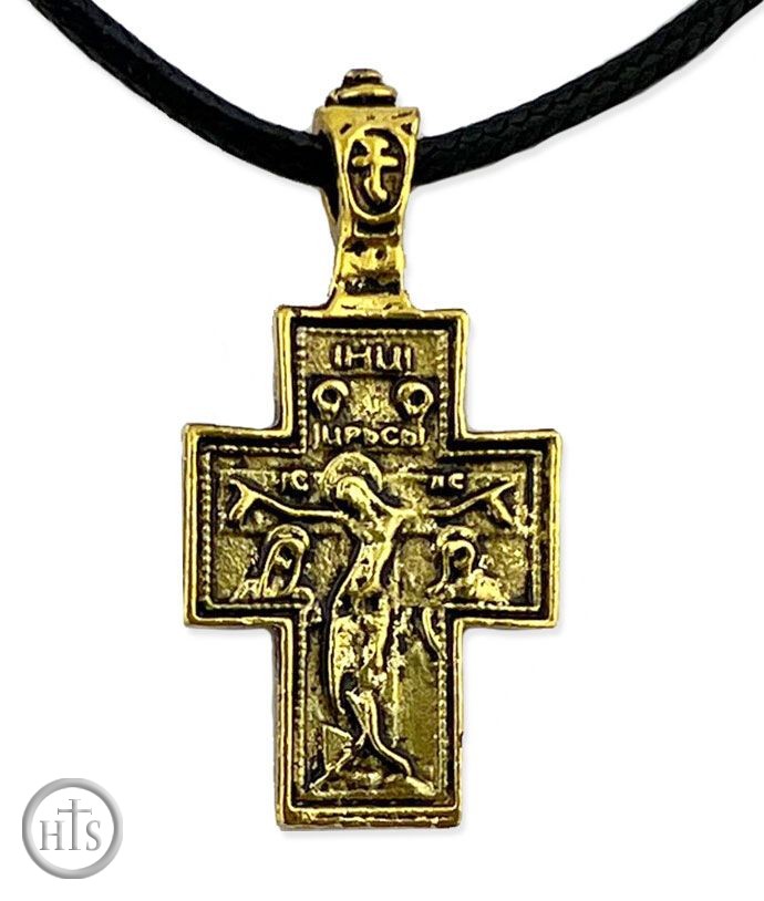 HolyTrinity Pic - Reversible Cross With Crucifixion / Protection of Virgin Mary on Black Cord