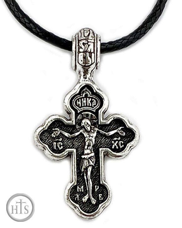 Image - Reversible Cross With Crucifixion / Arch. Michael on Black Cord