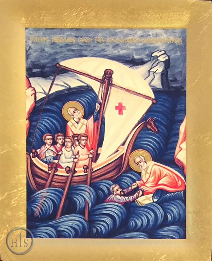 Pic - Miracle of St Nicholas: Saving Sailors, Serigraph Orthodox Icon