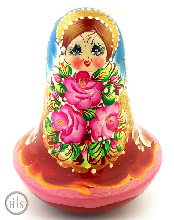 HolyTrinityStore Image - Roly-Poly, Wooden Hand Painted Musical Russian Doll 