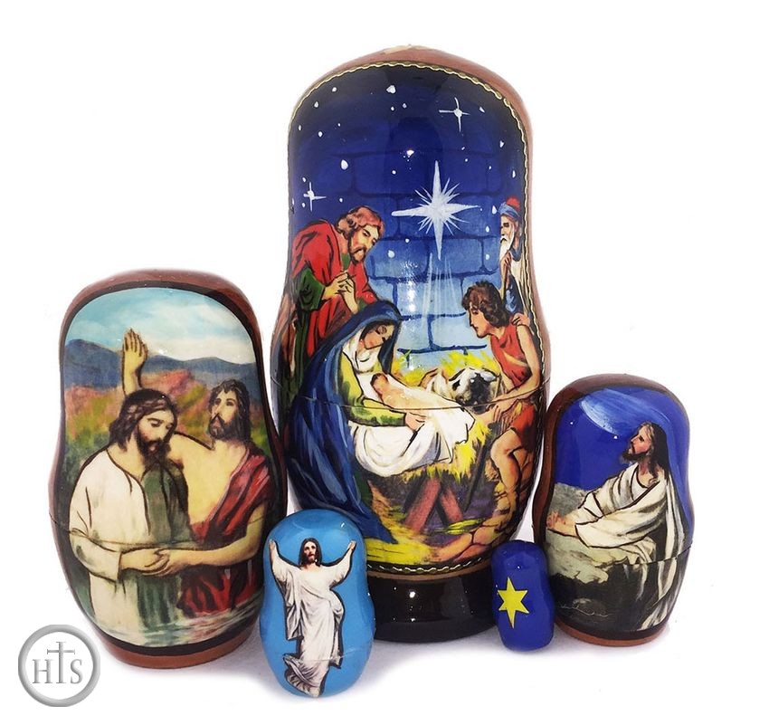 Product Image - Nativity of Christ, 5 Nesting Doll, Hand Painted