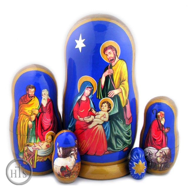 Product Picture - Nativity of Christ, 5 Nesting Doll, Hand Painted