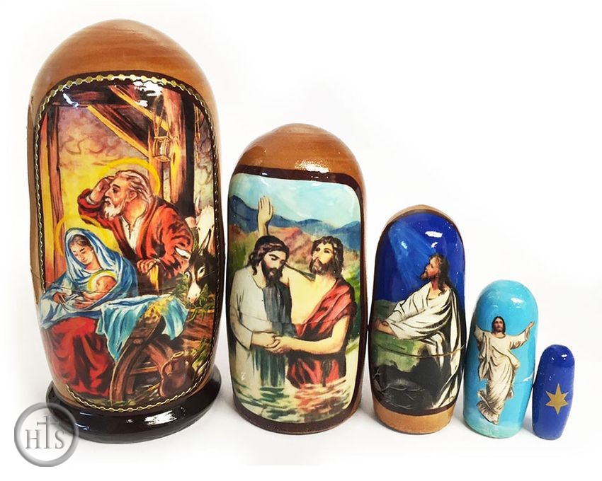 HolyTrinityStore Image - Nativity of Christ,  5 Nesting Icon Doll, 4