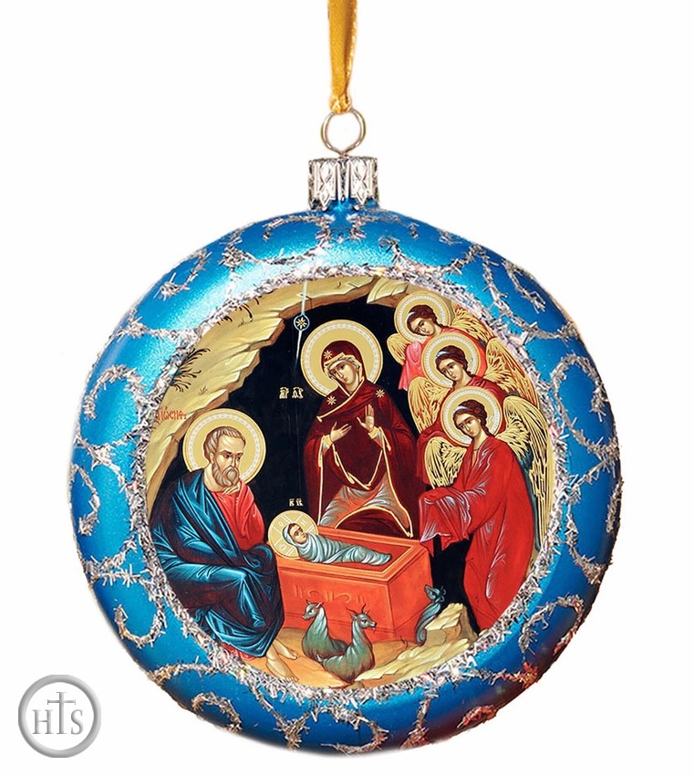 HolyTrinity Pic - Nativity of Christ, Not Breakable Christmas  Ornament, Blue