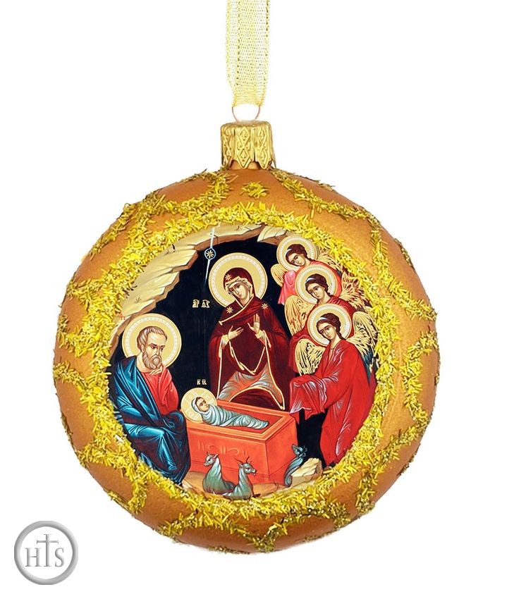 HolyTrinityStore Picture - Nativity of Christ, Christmas  Ornament, Yellow