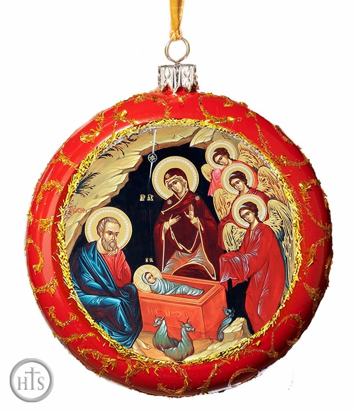 Product Pic - Nativity of Christ, Not Breakable Christmas  Ornament, Red