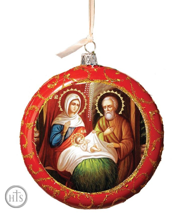 Photo - Nativity of Christ, Not Breakable Christmas  Ornament, Red