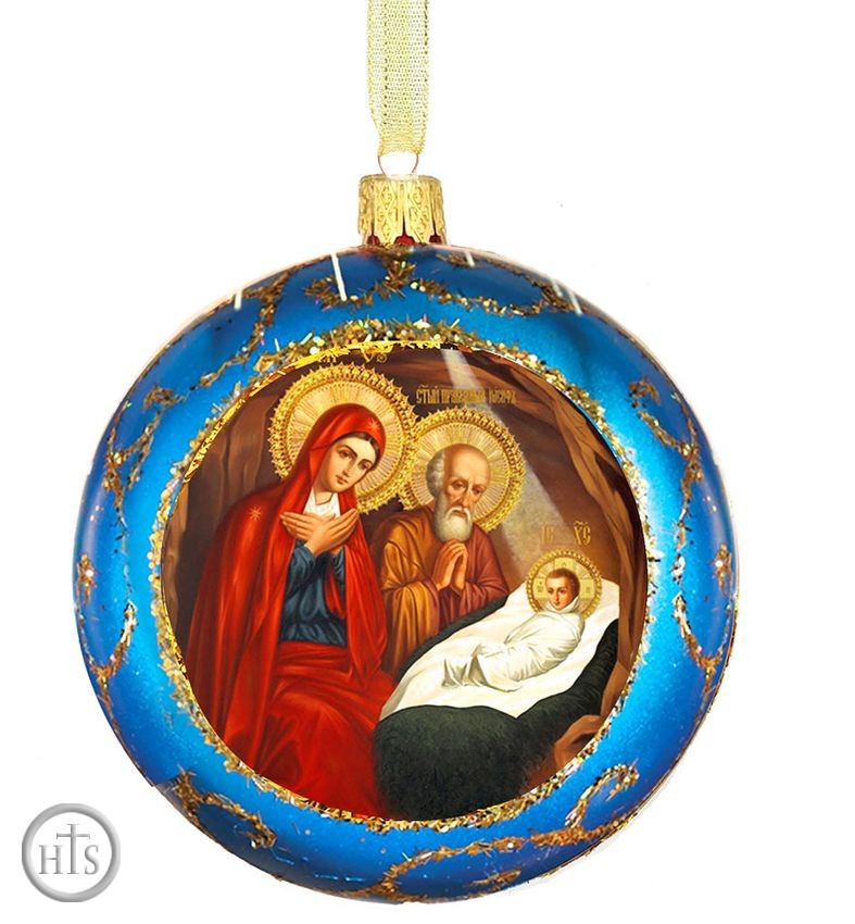 Product Pic - Nativity of Christ, Not Breakable Christmas  Ornament, Blue