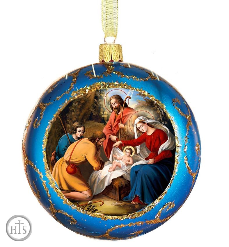 Product Pic - Nativity of Christ, Not Breakable Christmas  Ornament, Blue