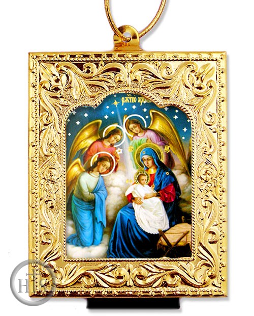 Picture - Nativity of Christ, Framed Orthodox Mini  Icon with Stand