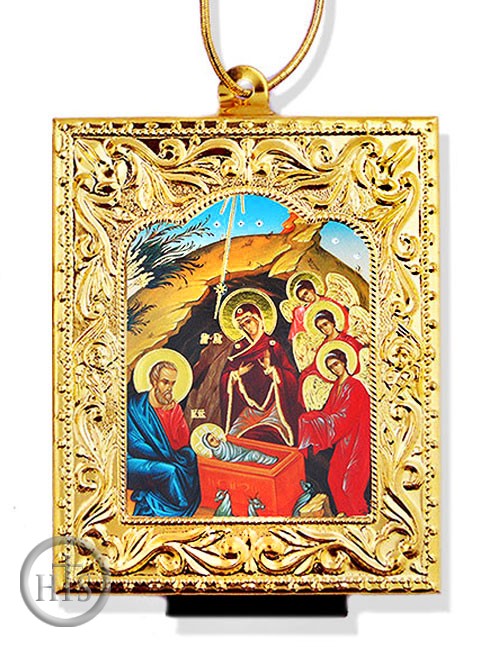 Product Picture - Nativity of Christ, Framed Orthodox Mini Icon with Stand