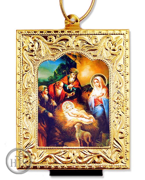 Product Pic - Nativity of Christ, Framed Orthodox Mini  Icon with Stand