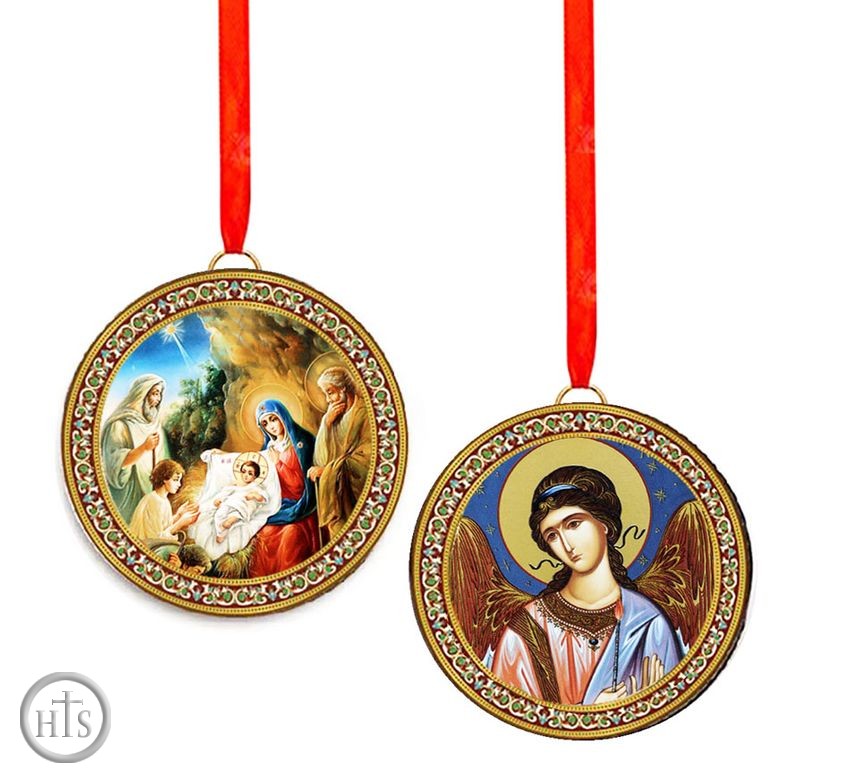 Photo - The Nativity and Guardian Angel, Round Icon Pendant