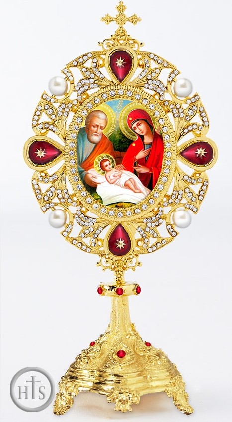 Product Image - Nativity of Christ, Icon in Pearl Jeweled Shrine - Monstrance Style