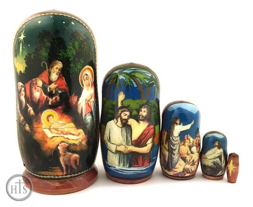 Picture - Nativity of Christ,  5 Nesting Icon Doll, 4 1/4