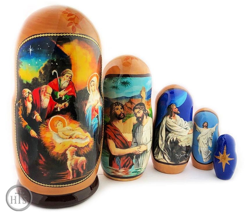 HolyTrinityStore Image - Nativity of Christ,  5 Nesting Icon Doll, 7
