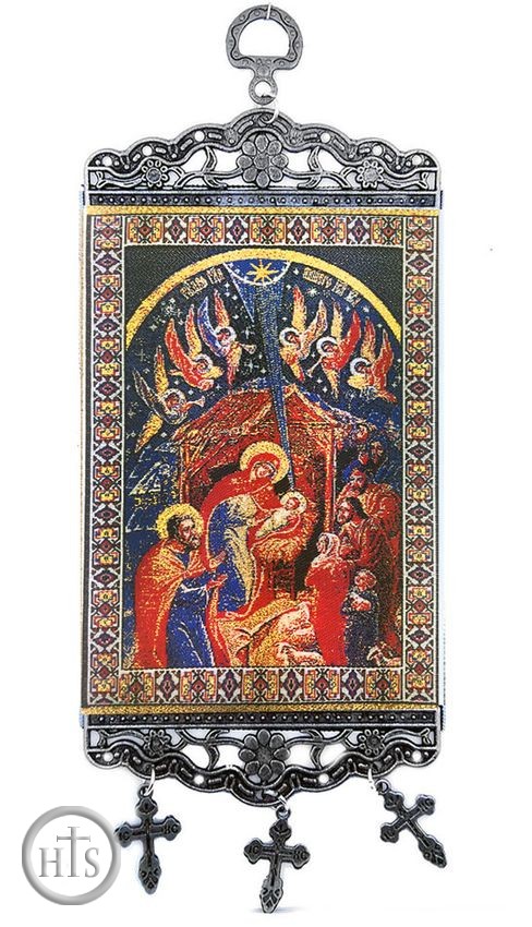 HolyTrinity Pic - Nativity of Christ, Textile Art  Tapestry Icon Banner, ~10