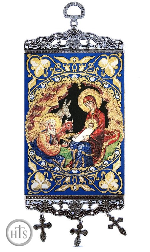 Pic - Nativity of Christ, Textile Art  Tapestry Icon Banner, ~10