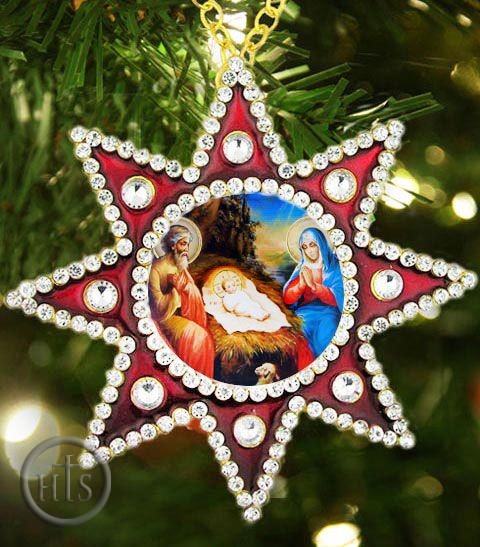 Photo - Nativity of Christ, Framed Icon  Ornament,  Star of Bethlehem Style