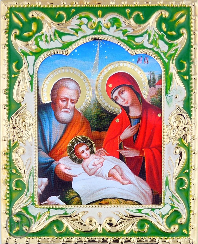 Product Image - Nativity of Christ  Icon in Enameled Frame with Stand
