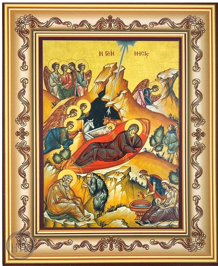 Image - Nativity of Christ, Byzantine Orthodox Icon in Frame 