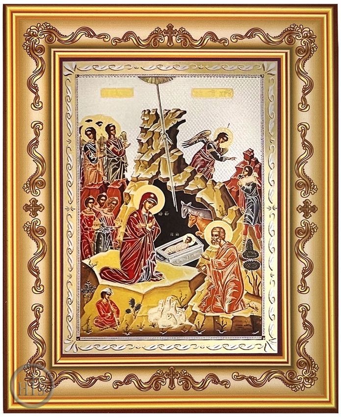 Product Picture - Nativity of Christ, Byzantine Orthodox Icon in Frame 