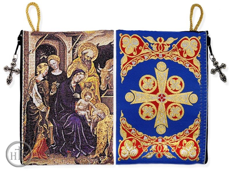 Picture - The Nativity of Christ, Rosary / Prayer Rope Tapestry Icon Pouch Case.