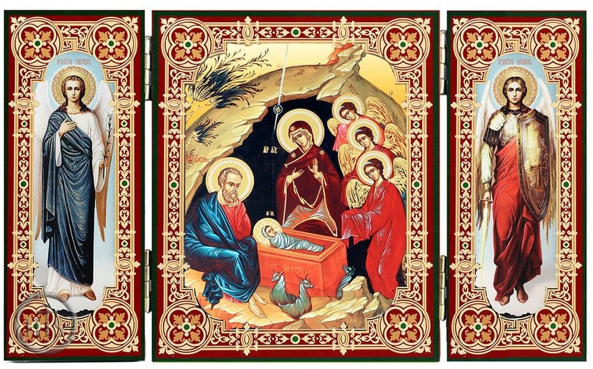 Photo - Nativity of Christ, Icon Triptych with Arch. Michael and Gabriel