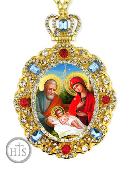 Product Image - The Holy Family, Jeweled  Icon Ornament with Chain