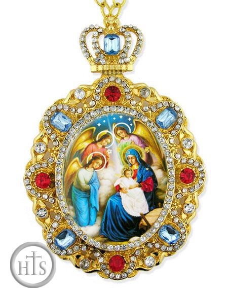 Photo - Nativity of Christ, Jeweled  Icon Pendant with Chain