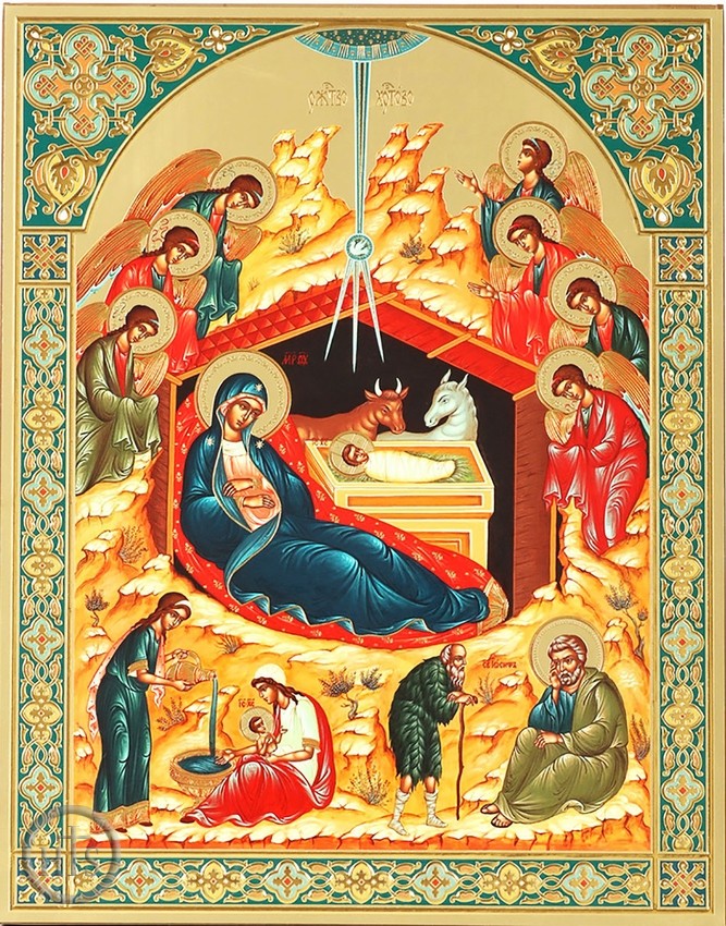 Product Picture - Nativity of Christ, Gold Foil Embossed Orthodox Icon
