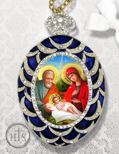 Product Picture - Nativity of Christ, Ornament Icon Pendant, Blue