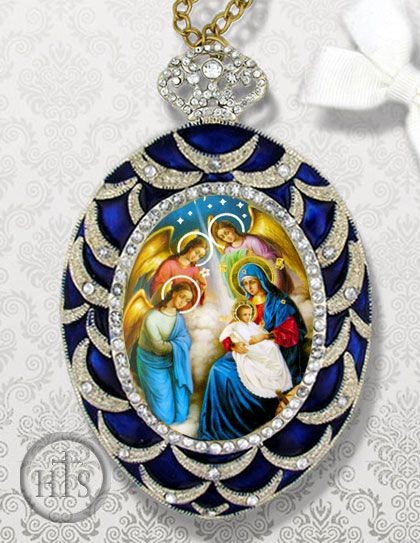 HolyTrinity Pic - Nativity of Christ, Ornament Icon Pendant, Blue
