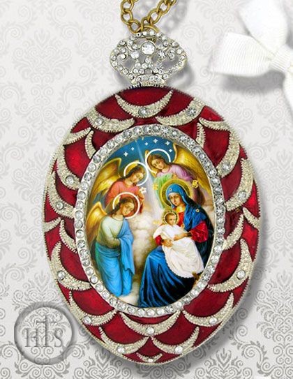 HolyTrinity Pic - Nativity of Christ, Ornament Icon Pendant, Red