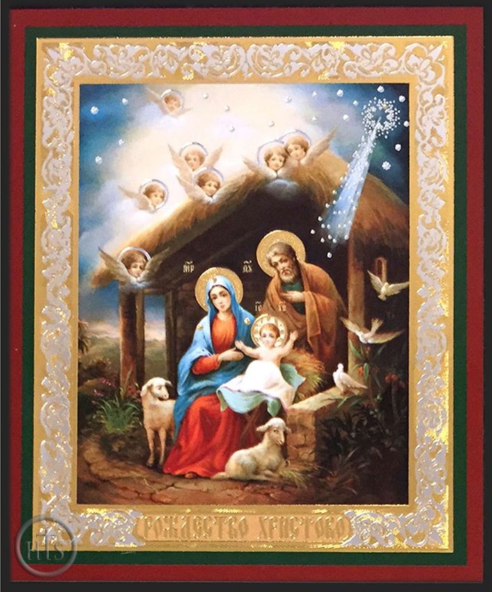 HolyTrinityStore Image - Nativity of Christ  with Seraphims, Orthodox Mini Icon