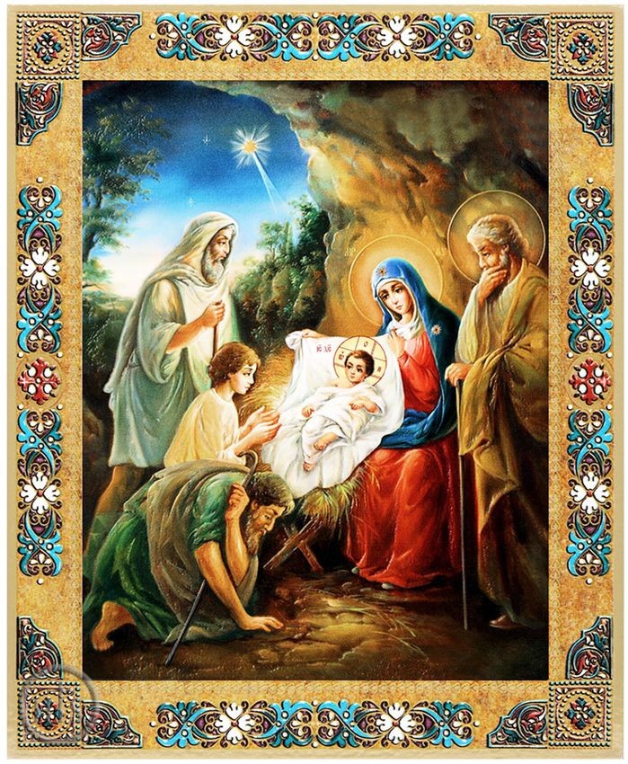 Product Pic - Nativity of Christ, Gold Foil Wooden Orthodox Mini Icon