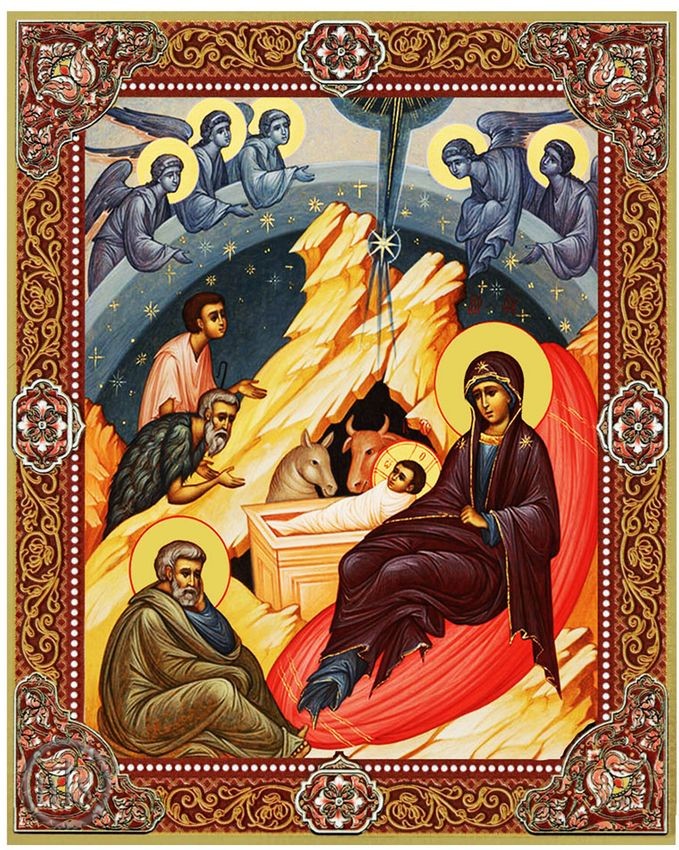 Product Image - Nativity of Christ, Gold Foil Wooden Orthodox Mini Icon