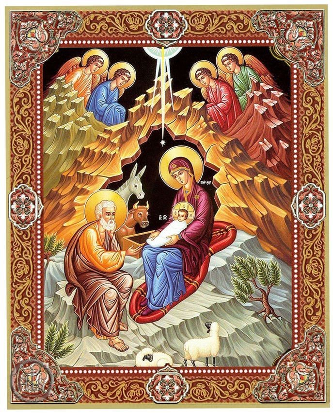 Image - Nativity of Christ, Gold Foil Wooden Orthodox Mini Icon