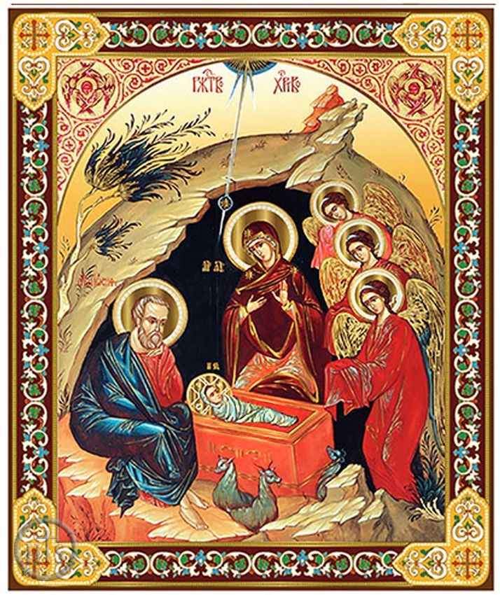 Product Photo - Nativity of Christ, Gold Foil Wooden Orthodox Mini Icon