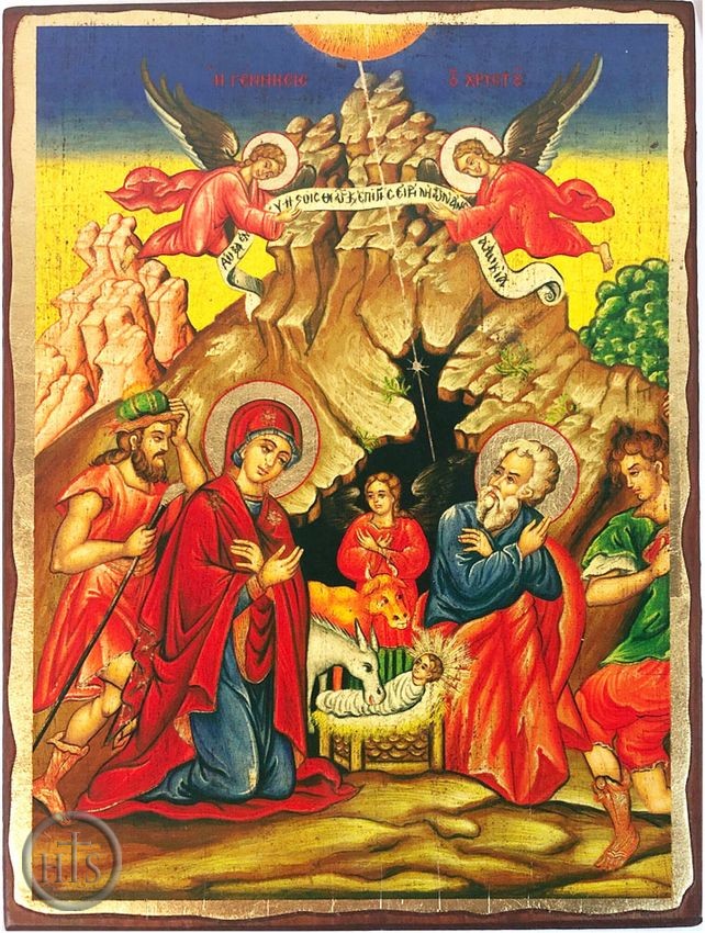 HolyTrinityStore Photo - Nativity of Christ, Greek Serigraph Orthodox Icon