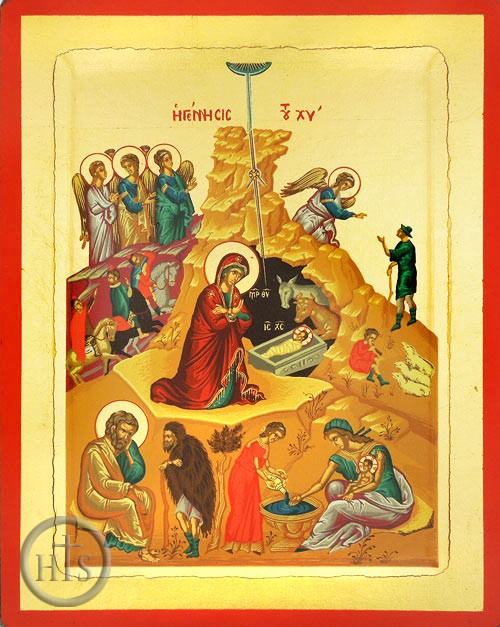 Image - Nativity of Christ, Serigraph Orthodox Icon, Large