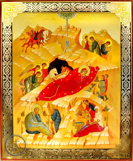 Photo - Nativity of Christ, Orthodox Christian Vita Icon, Gold & Silver Foiled