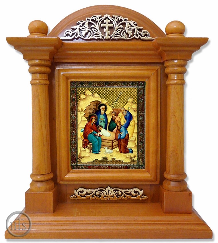 Image - Nativity of Christ, Kiot  Icon  in Wood Shrine with Glass