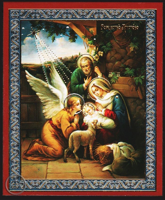 HolyTrinityStore Picture - Nativity of Christ with Angel, Orthodox Mini Icon